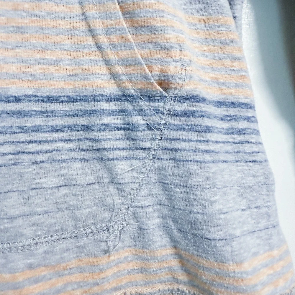 First Wave Girls 10/12 Lightweight Striped Pullover Hoodie Gray Orange